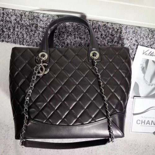 Chanel Quilted Lambskin Shopping Tote Bag Black 260301 VS02839