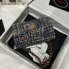 Chanel 25cm Tweed & Gold-Tone Metal Black Double Flap Bag