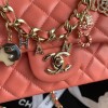 Chanel charm orange smooth leather flap bag