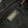 Chanel black leather tote shopping bag