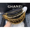 Chanel 2019 black leather chain waist bag