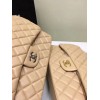 CHANEL 1112 Beige Large Size 30cm Lambskin Leather Flap Bag With Gold/Silver Hardware