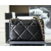 Chanel silver flap black bag 19 medium size