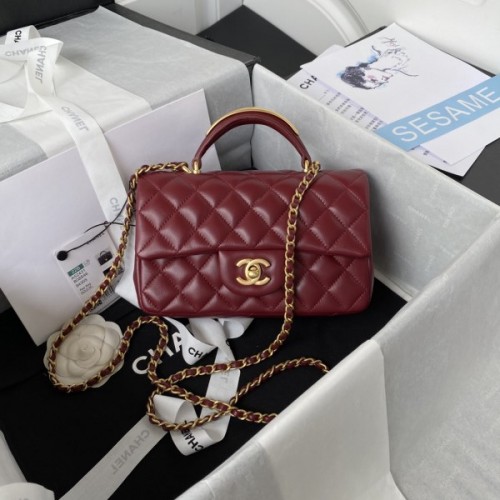 Chanel 22B Mini CF handle red bag