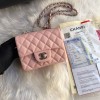 Chanel 17CM Mini Flap Pink Bag Caviar Leather With Gold&Silver Hardware