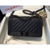 Chanel boy caviar leather all black 25cm