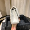 CHANEL 1112 White Medium Size 2.55 Lambskin Leather Flap Bag With Gold/Silver