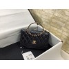 Chanel woc lambskin handle black leather bag