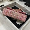 Chanel 25cm Tweed & Gold-Tone Metal Pink Double Flap Bag