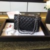 Chanel flap medium size 25 cm caviar black silver