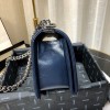 Chanel Medium Crinkled Calfskin Chevron Boy Flap Bag Blue