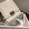 Boy Chanel Handbag 19.5cm White With Silver Hardware