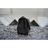 CHANEL 1112 Black Size 20cm Lambskin Leather Flap Bag With Gold / Silver Hardware