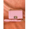 Chanel leboy pink lambskin leather gold hardware bag