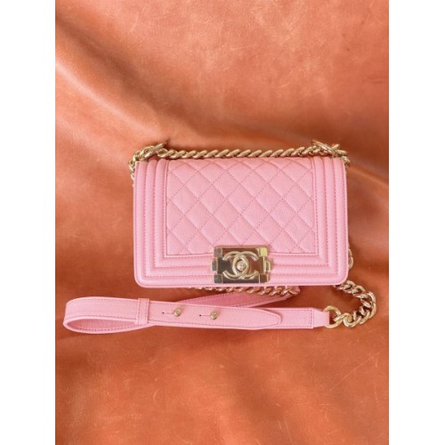 Chanel leboy pink lambskin leather gold hardware bag