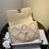 Chanel 19 Maxi-Quilted Fringe Canvas Pink Flap Bag