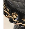 Chanel Quilted Lambskin Chain Round Clutch