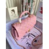 Chanel grained calfskin top handle flap bag new pink 20cm