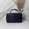 Chanel handle mini flap bag black snakeskin 20cm