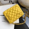 Chanel 17CM Mini Flap Yellow Bag Lambskin Leather With Gold&Silver Hardware