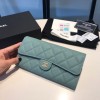 Chanel light blue caviar wallet