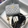 Chanel Lambskin & Gold-Tone Metal Mini Flap Bag Gray