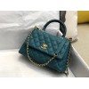 Chanel coco handle small blue caviar leather bag