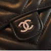 Chanel black chevron lambskin silver wallet