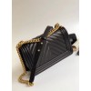 Chanel Le Boy 25cm Chevron Falp Caviar Black Leather