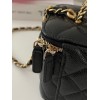 Chanel vanity black leather handle bag
