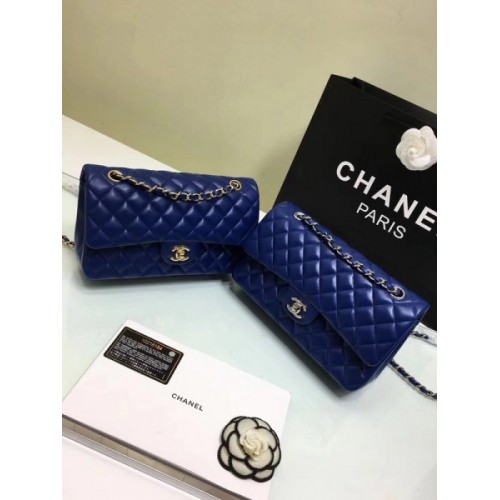 CHANEL 1112 Blue Medium Size 2.55 Lambskin Leather Flap Bag With Gold/Silver Hardware