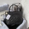 Chanel tote shopping CC beige leather black bag