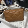 Chanel 19 Medium Handbag Lambskin Brown AS1160