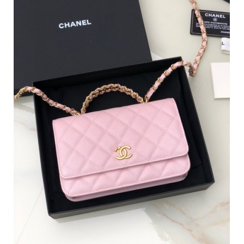 Chanel woc caviar handle pink leather bag