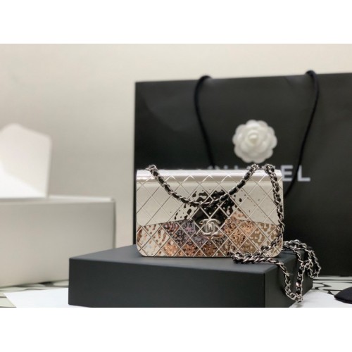 Chanel silver flap bag 18cm