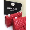 CHANEL 1112 Red Large Size 30cm Lambskin Leather Flap Bag With Gold/Silver Hardware