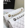 CHANEL 1112 White Large 2.55 Calfskin Leather Flap Bag with Gold Hardware