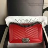 Chanel Medium Chevron Lambskin Boy Bag Red A13043 VS08698