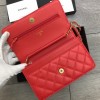 Chanel 19 Denim Wallet on Chain in Red AP0957