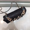 Chanel black big chain flap bag in black lampskin