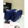 CHANEL 1112 Blue Large Size 30cm Lambskin Leather Flap Bag With Gold/Silver Hardware