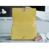 Chanel Green Quilted Caviar Medium Yellow Boy Bag