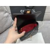 Chanel mini smooth leather pearl chain black flap bag