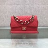 Chanel black big chain flap bag in red lampskin