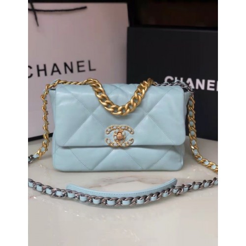 Chanel flap bag light blue 19 bag 26cm