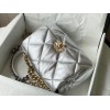 Chanel 19 silver leather large bag