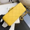 Chanel 17CM Mini Flap Yellow Bag Lambskin Leather With Gold&Silver Hardware