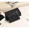 Chanel black chevron silver hardware wallet