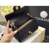 Chanel Lambskin & Gold-Tone Small Metal Flap Bag Black 20cm