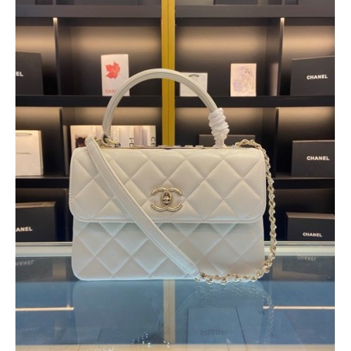 Chanel New Trendy White CC Flap Top Handle Bag